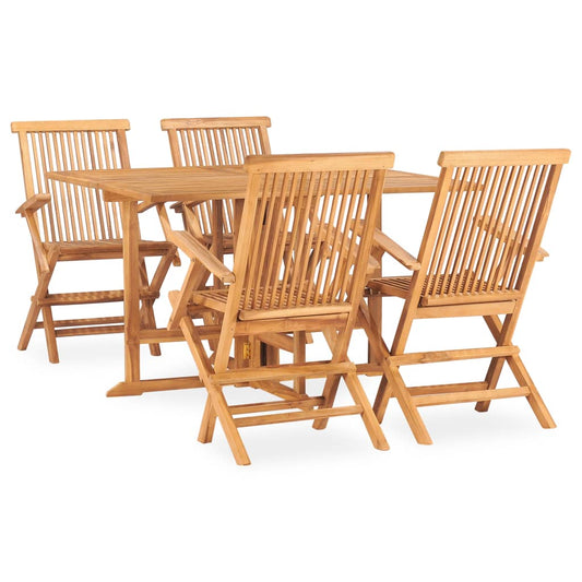 Berkfield 5 Piece Folding Outdoor Dining Set Solid Teak Wood