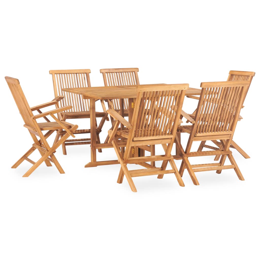 Berkfield 7 Piece Folding Outdoor Dining Set Solid Teak Wood