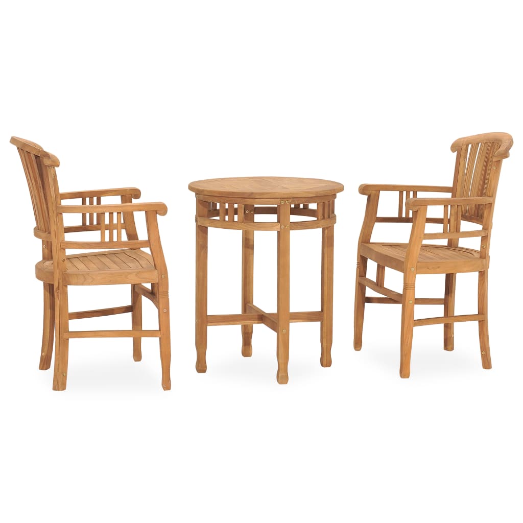Berkfield 3 Piece Garden Dining Set Solid Teak Wood