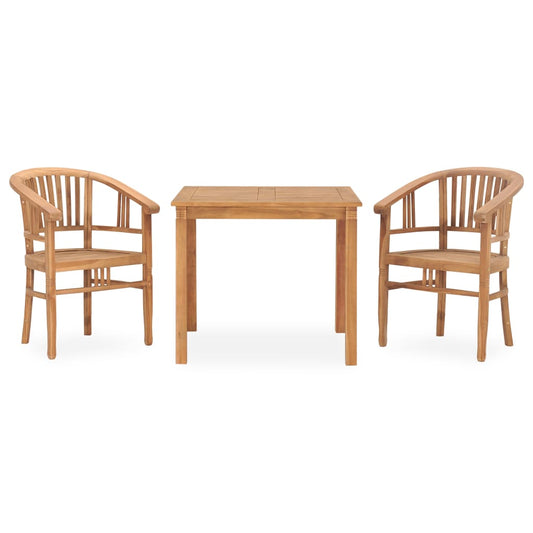 Berkfield 3 Piece Garden Dining Set Solid Teak Wood