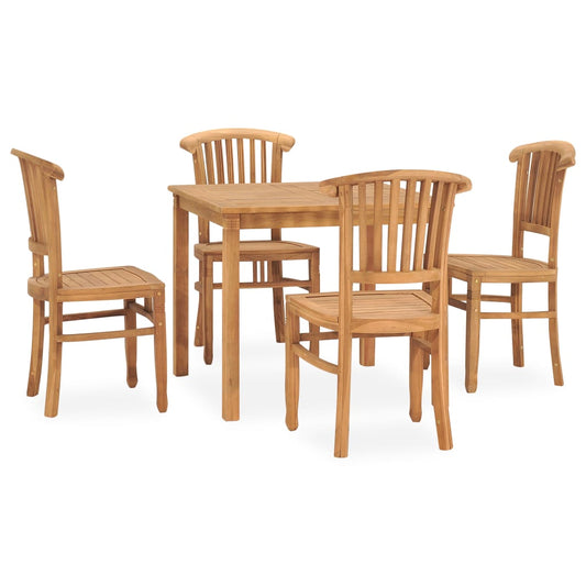 Berkfield 5 Piece Garden Dining Set Solid Teak Wood