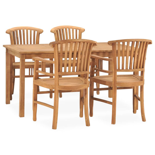 Berkfield 5 Piece Garden Dining Set Solid Teak Wood