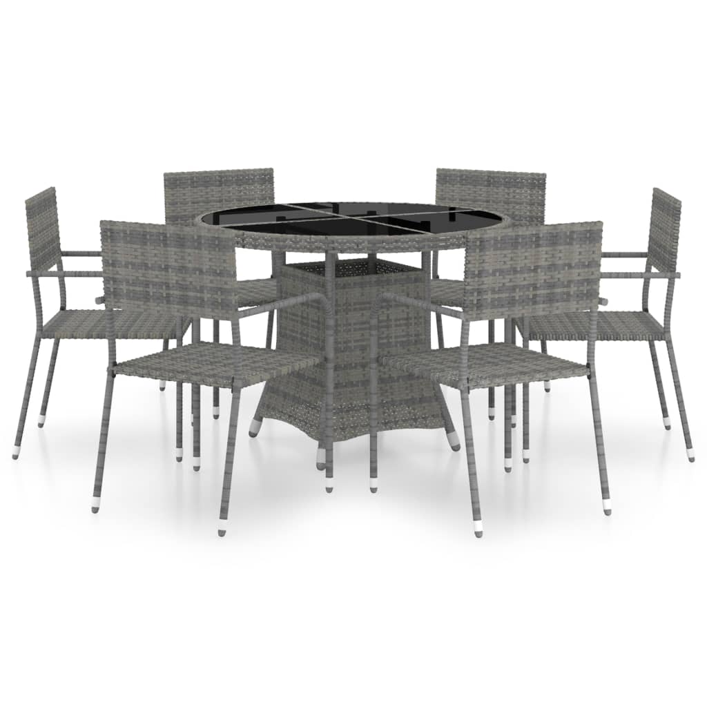 Berkfield 7 Piece Garden Dining Set Poly Rattan Anthracite & Grey