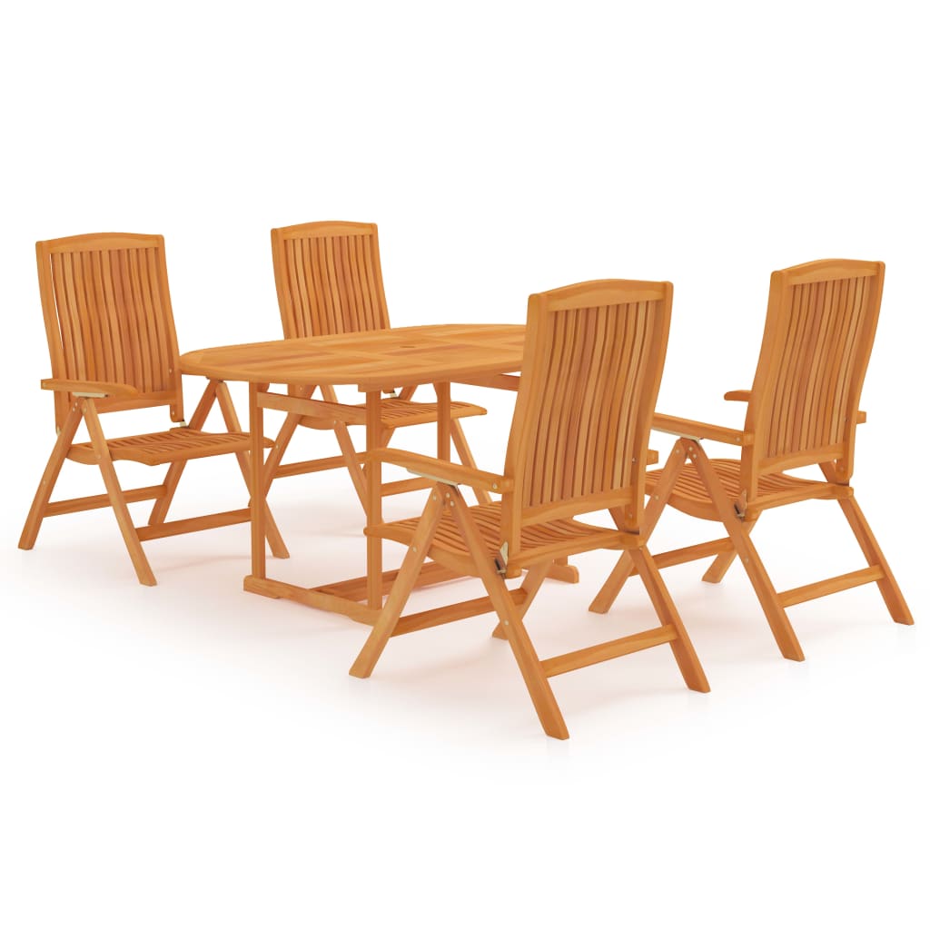 Berkfield 5 Piece Garden Dining Set Solid Teak Wood
