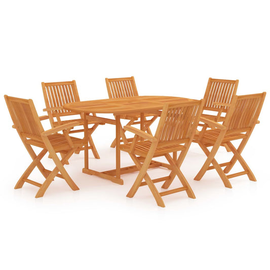 Berkfield 7 Piece Garden Dining Set Solid Teak Wood