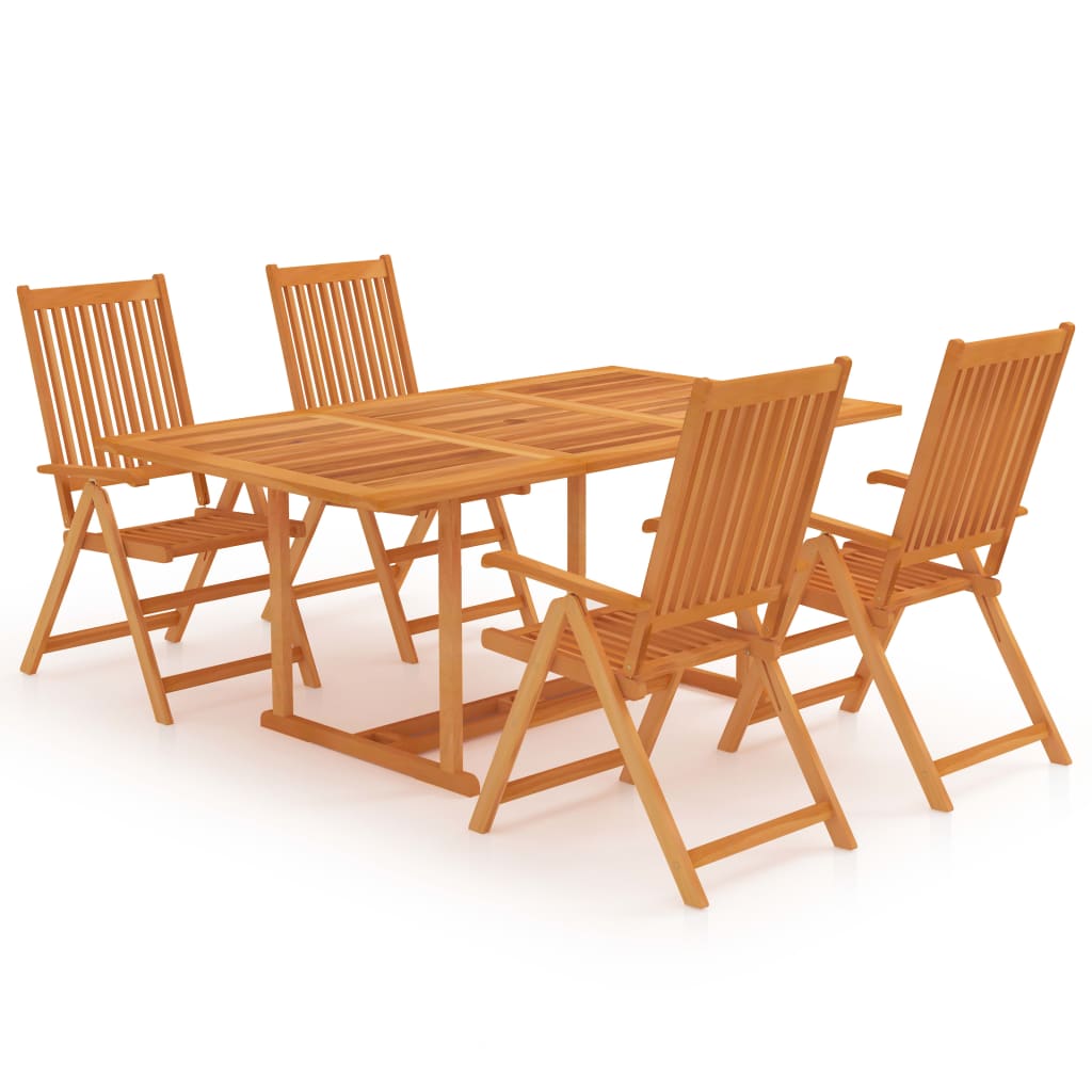 Berkfield 5 Piece Garden Dining Set Solid Teak Wood