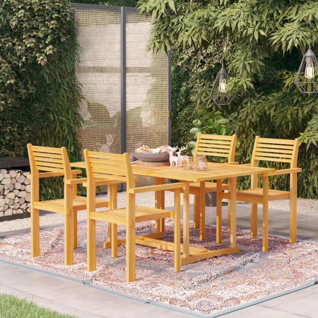 Berkfield 5 Piece Garden Dining Set Solid Teak Wood
