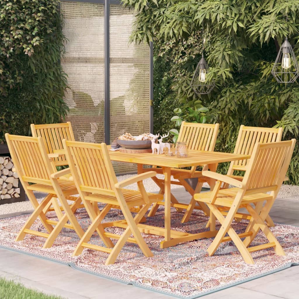 Berkfield 7 Piece Garden Dining Set Solid Teak Wood