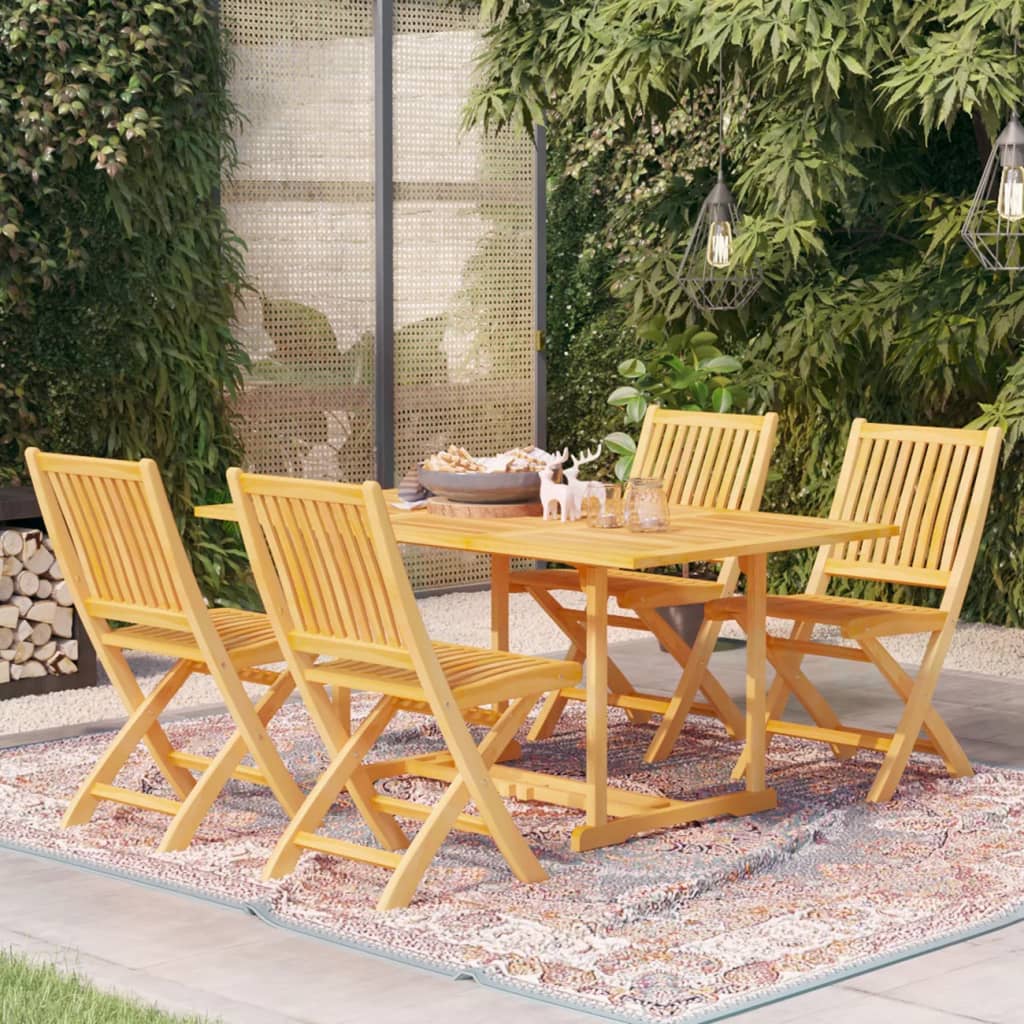 Berkfield 5 Piece Garden Dining Set Solid Teak Wood