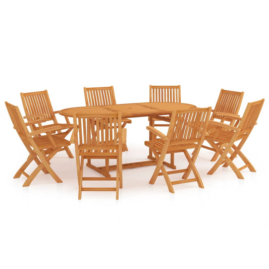 Berkfield 9 Piece Garden Dining Set Solid Teak Wood