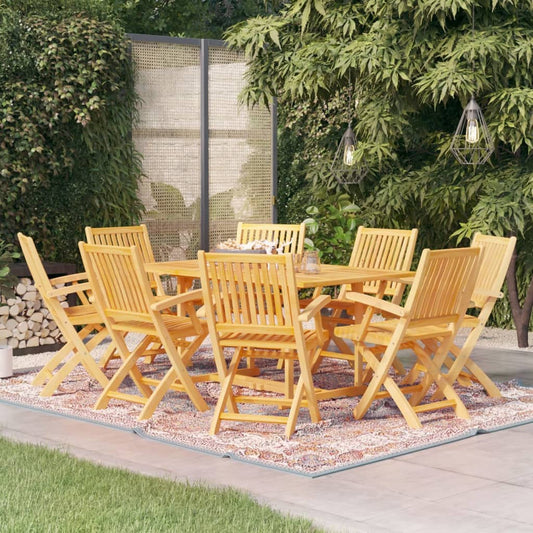 Berkfield 9 Piece Garden Dining Set Solid Teak Wood