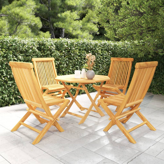 Berkfield 5 Piece Garden Dining Set Solid Teak Wood