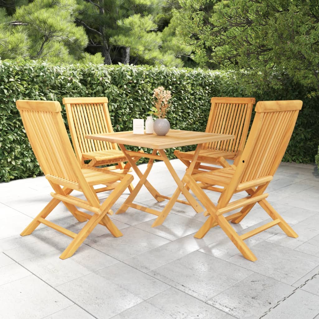 Berkfield 5 Piece Garden Dining Set Solid Teak Wood