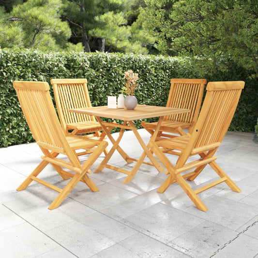Berkfield 5 Piece Garden Dining Set Solid Teak Wood