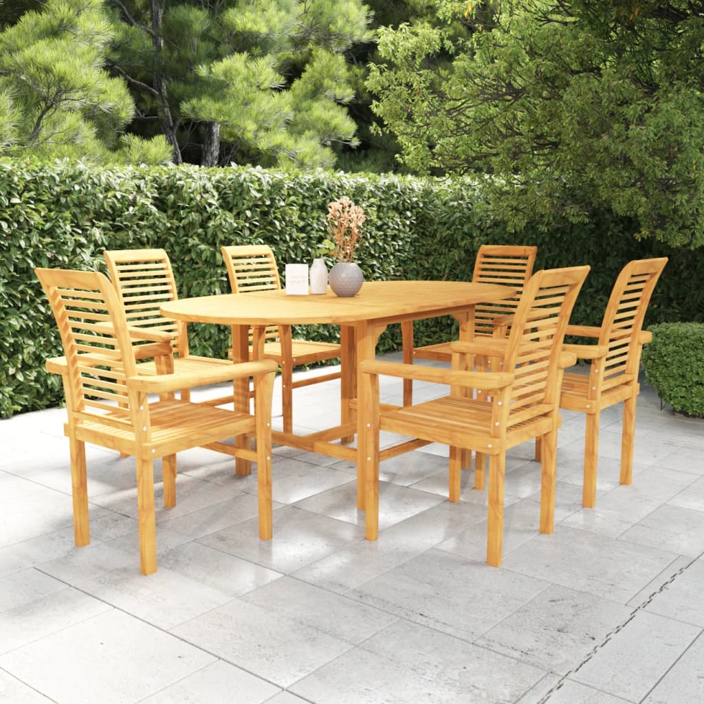 Berkfield 7 Piece Garden Dining Set Solid Teak Wood