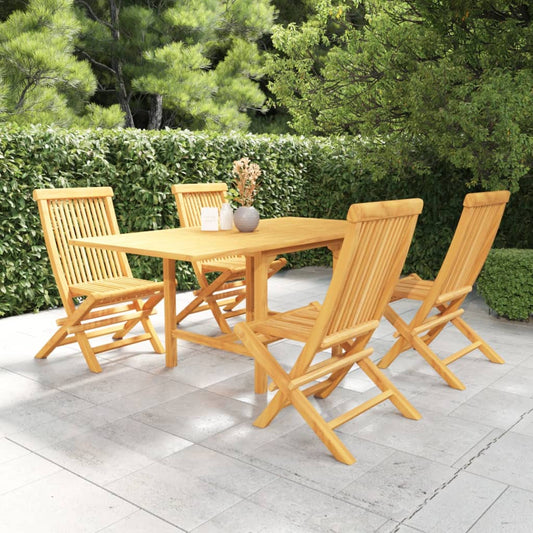Berkfield 5 Piece Garden Dining Set Solid Teak Wood