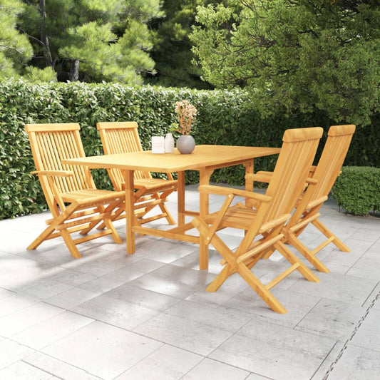Berkfield 5 Piece Garden Dining Set Solid Teak Wood