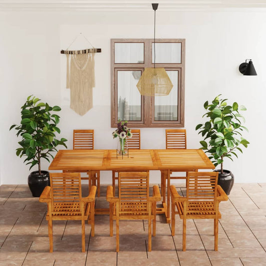 Berkfield 7 Piece Garden Dining Set Solid Teak Wood