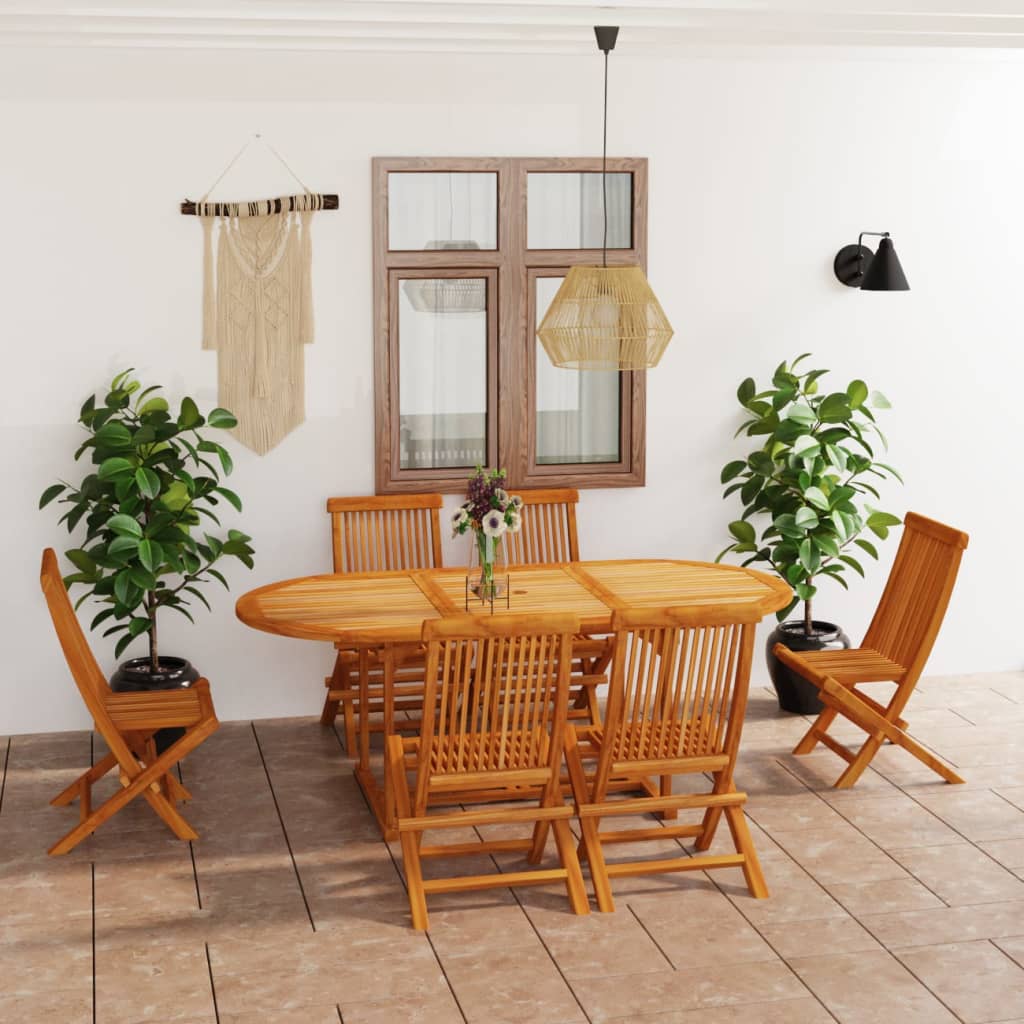Berkfield 7 Piece Garden Dining Set Solid Teak Wood