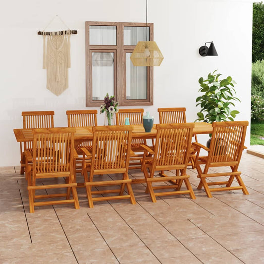 Berkfield 9 Piece Garden Dining Set Solid Teak Wood