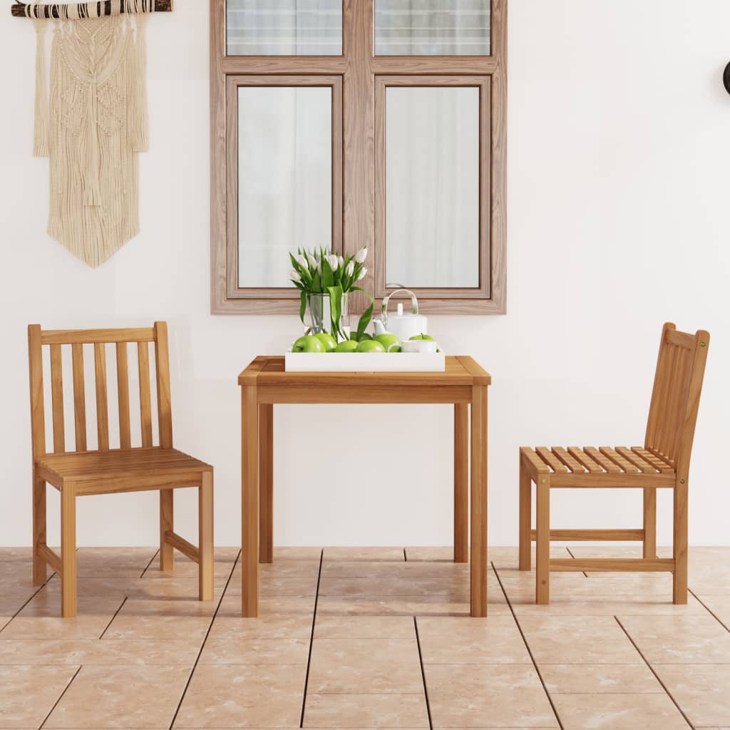 Berkfield 3 Piece Garden Dining Set Solid Teak Wood