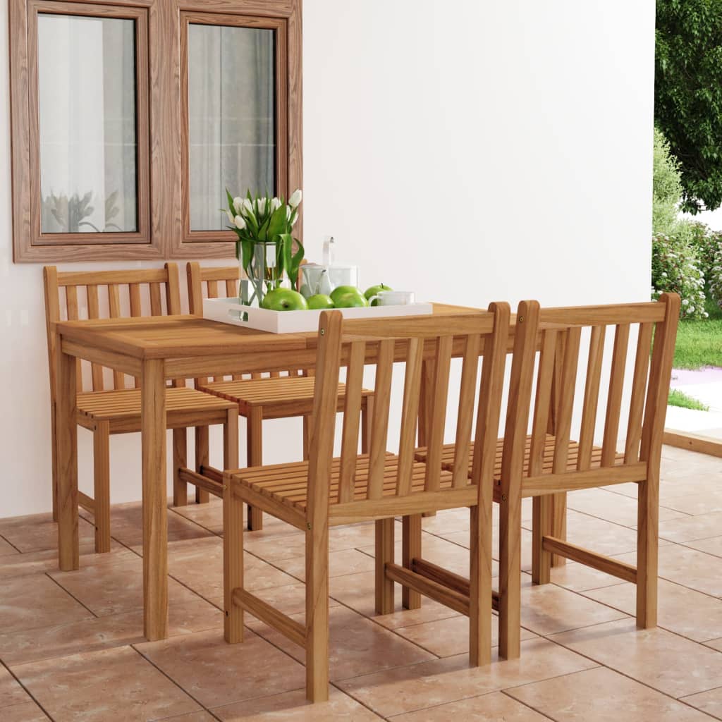 Berkfield 5 Piece Garden Dining Set Solid Teak Wood