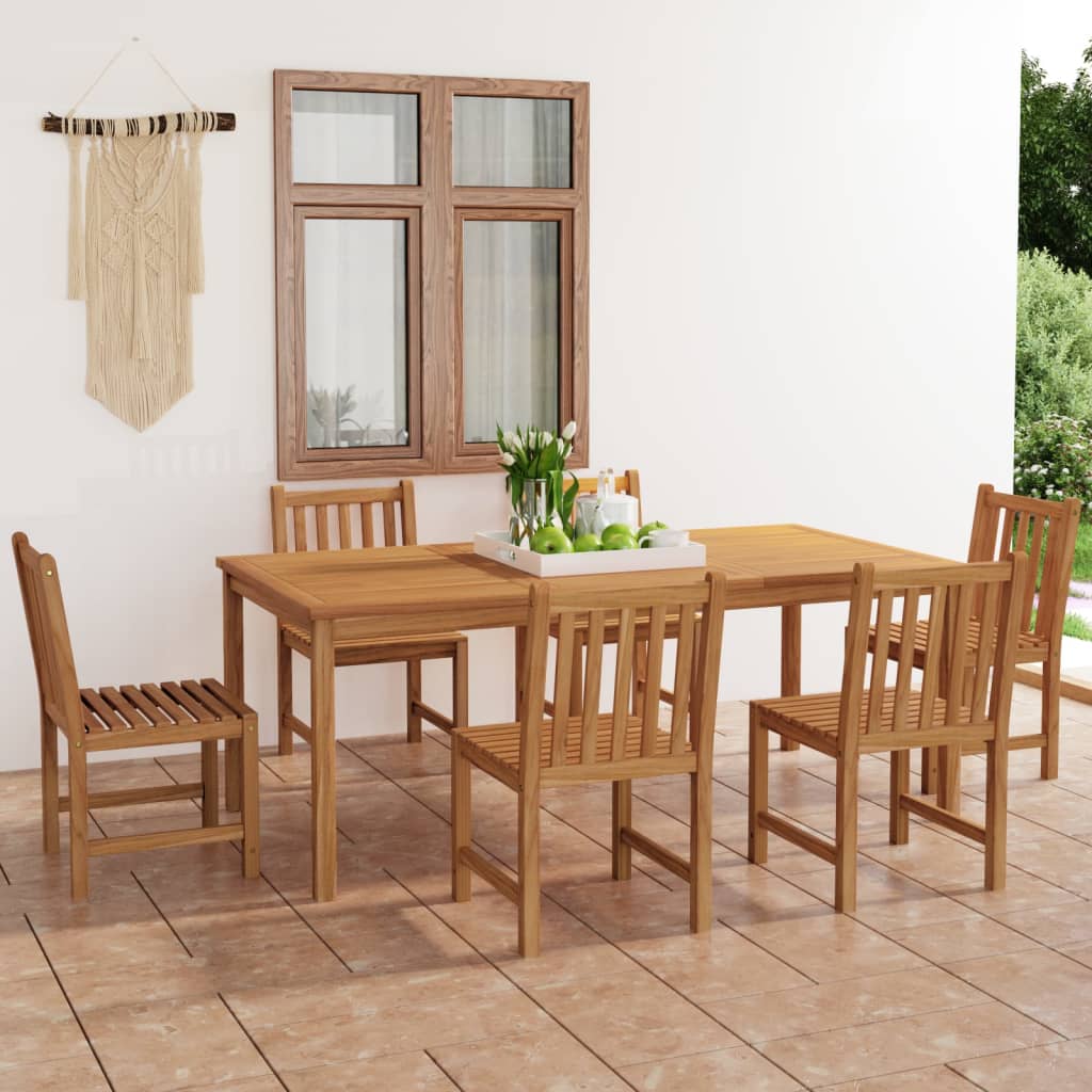 Berkfield 7 Piece Garden Dining Set Solid Teak Wood