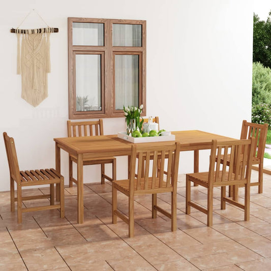 Berkfield 7 Piece Garden Dining Set Solid Teak Wood
