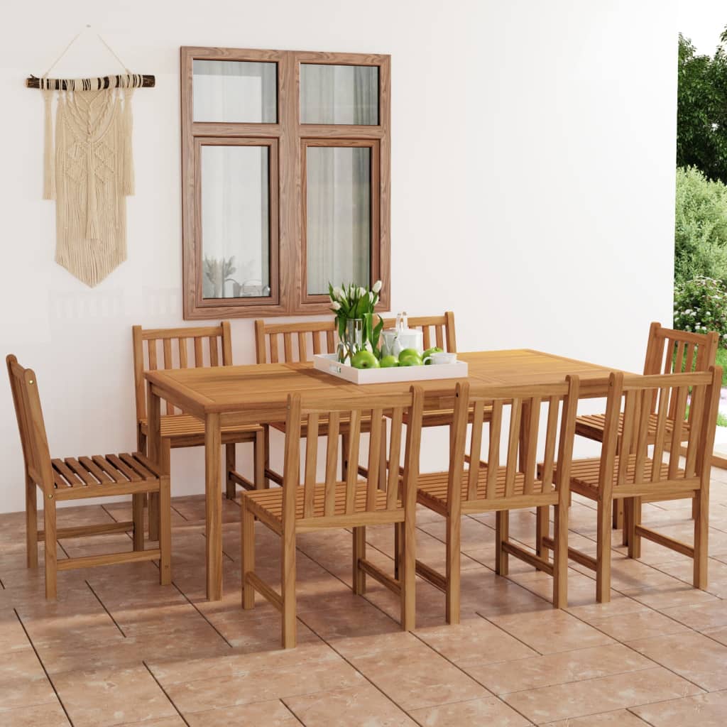 Berkfield 9 Piece Garden Dining Set Solid Teak Wood