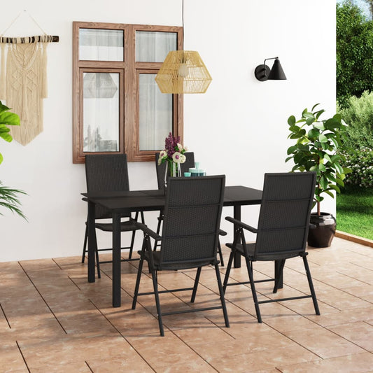 Berkfield 5 Piece Garden Dining Set Black