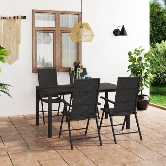 Berkfield 5 Piece Garden Dining Set Black