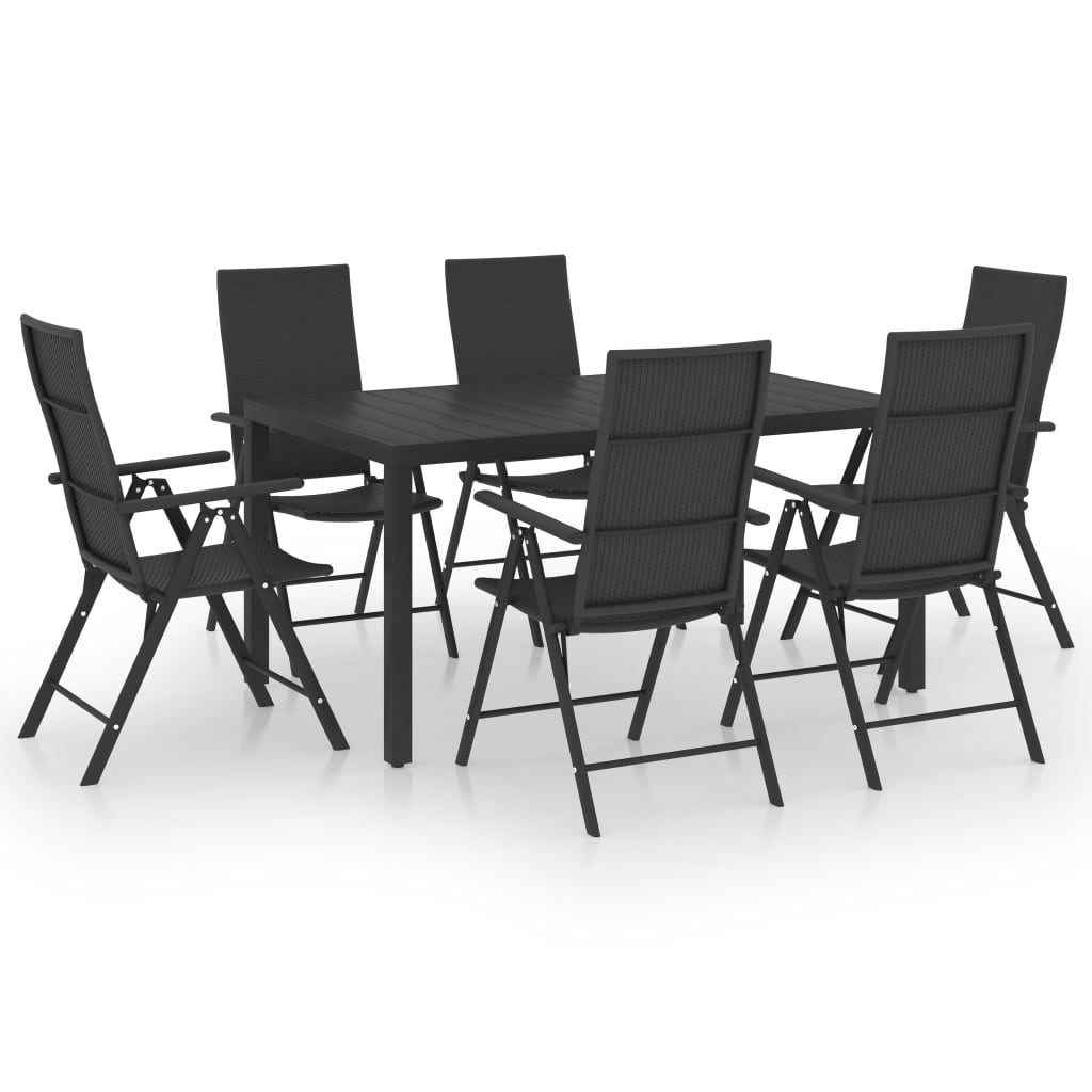 Berkfield 7 Piece Garden Dining Set Black