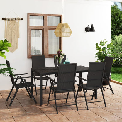 Berkfield 7 Piece Garden Dining Set Black