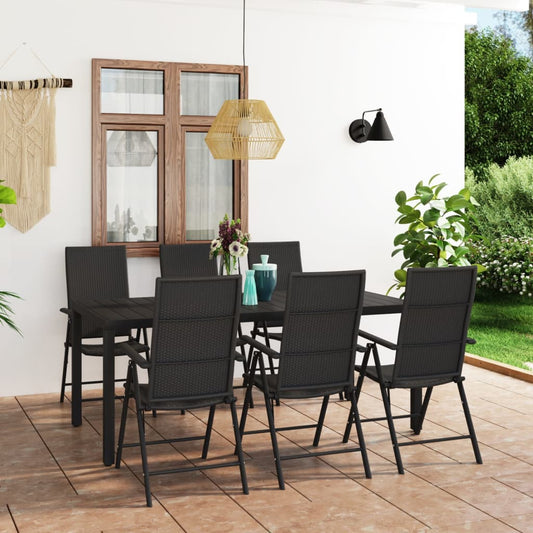 Berkfield 7 Piece Garden Dining Set Black