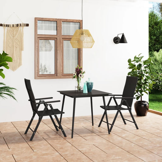 Berkfield 3 Piece Garden Dining Set Black