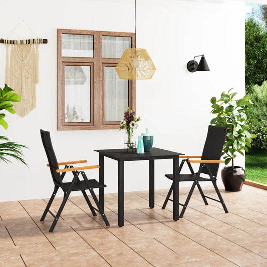 Berkfield 3 Piece Garden Dining Set Black and Brown