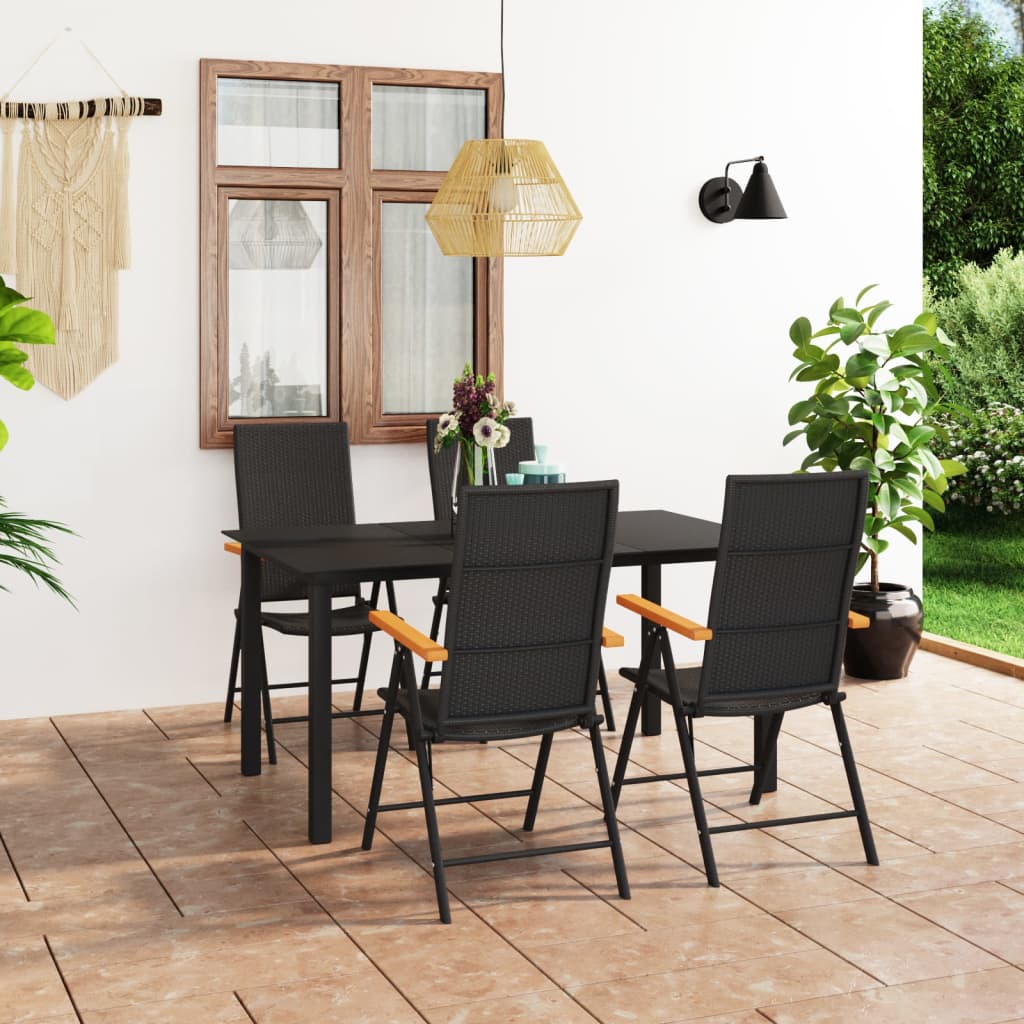 Berkfield 5 Piece Garden Dining Set Black and Brown