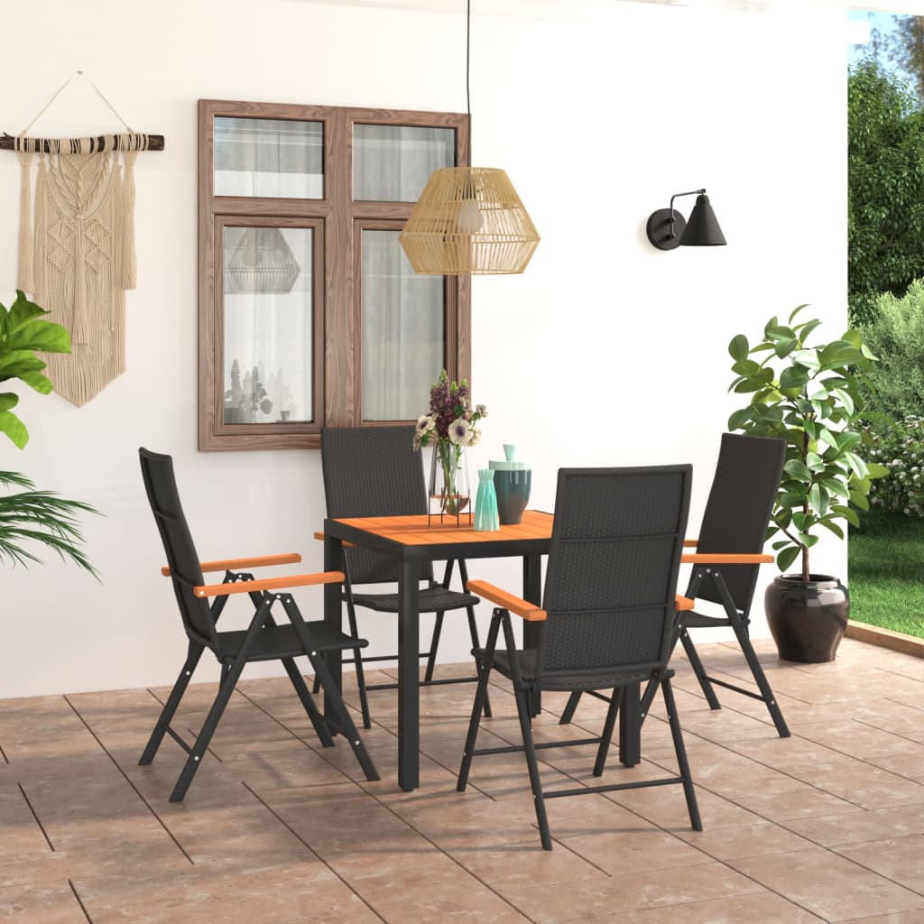 Berkfield 5 Piece Garden Dining Set Black and Brown