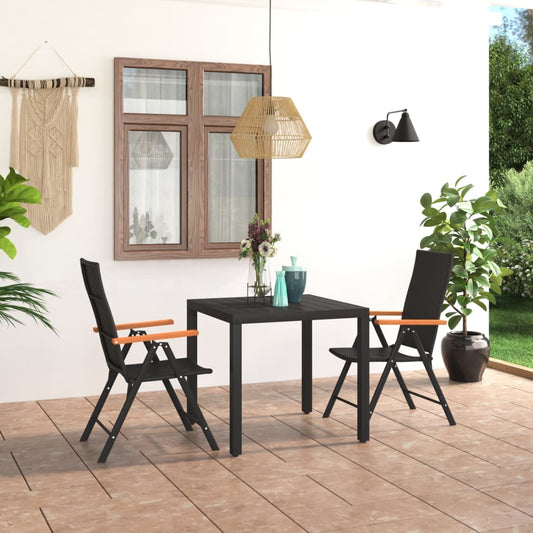 Berkfield 3 Piece Garden Dining Set Black and Brown