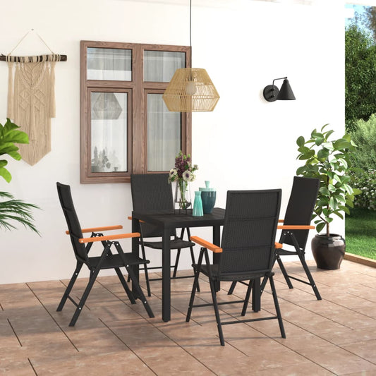 Berkfield 5 Piece Garden Dining Set Black and Brown