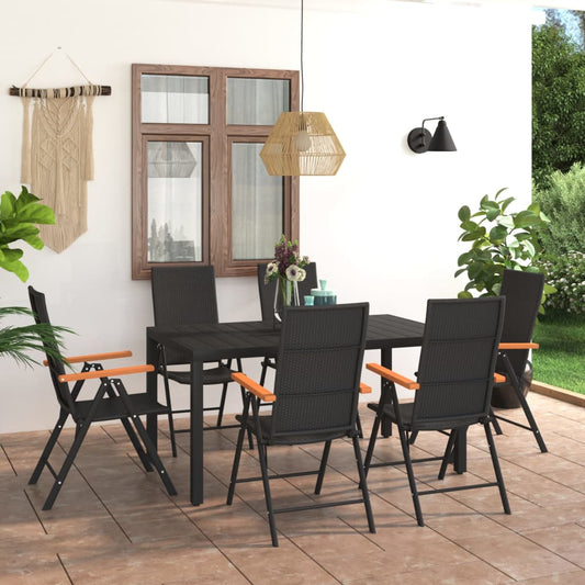 Berkfield 7 Piece Garden Dining Set Black and Brown