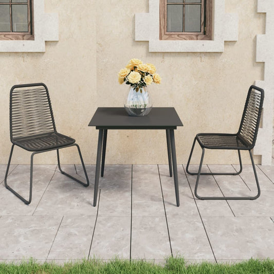 Berkfield 3 Piece Garden Dining Set PVC Rattan Black