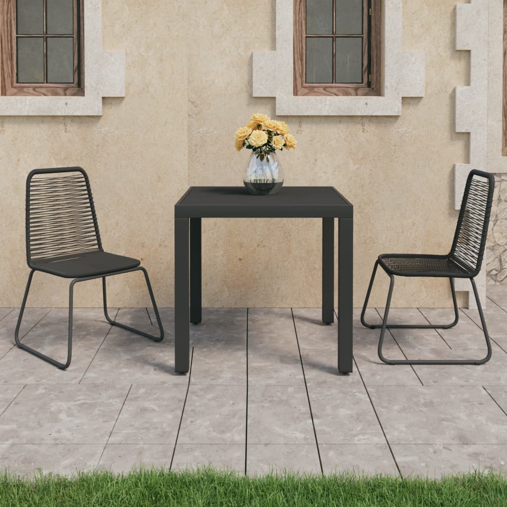Berkfield 3 Piece Garden Dining Set PVC Rattan Black