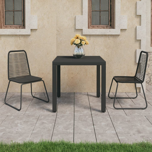 Berkfield 3 Piece Garden Dining Set PVC Rattan Black