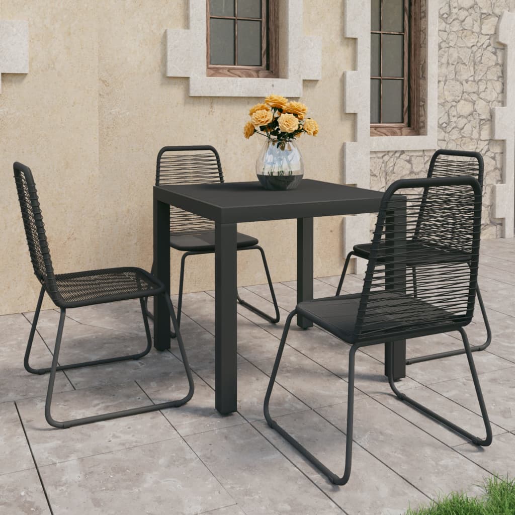 Berkfield 5 Piece Garden Dining Set PVC Rattan Black