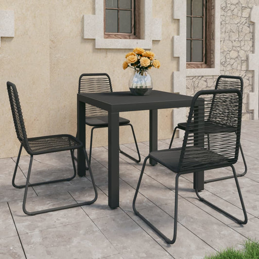 Berkfield 5 Piece Garden Dining Set PVC Rattan Black