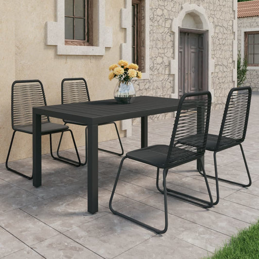 Berkfield 5 Piece Garden Dining Set PVC Rattan Black