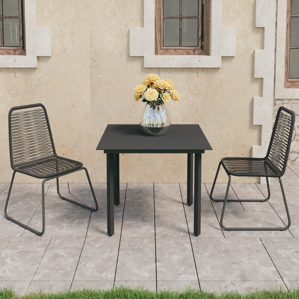 Berkfield 3 Piece Garden Dining Set PVC Rattan Black