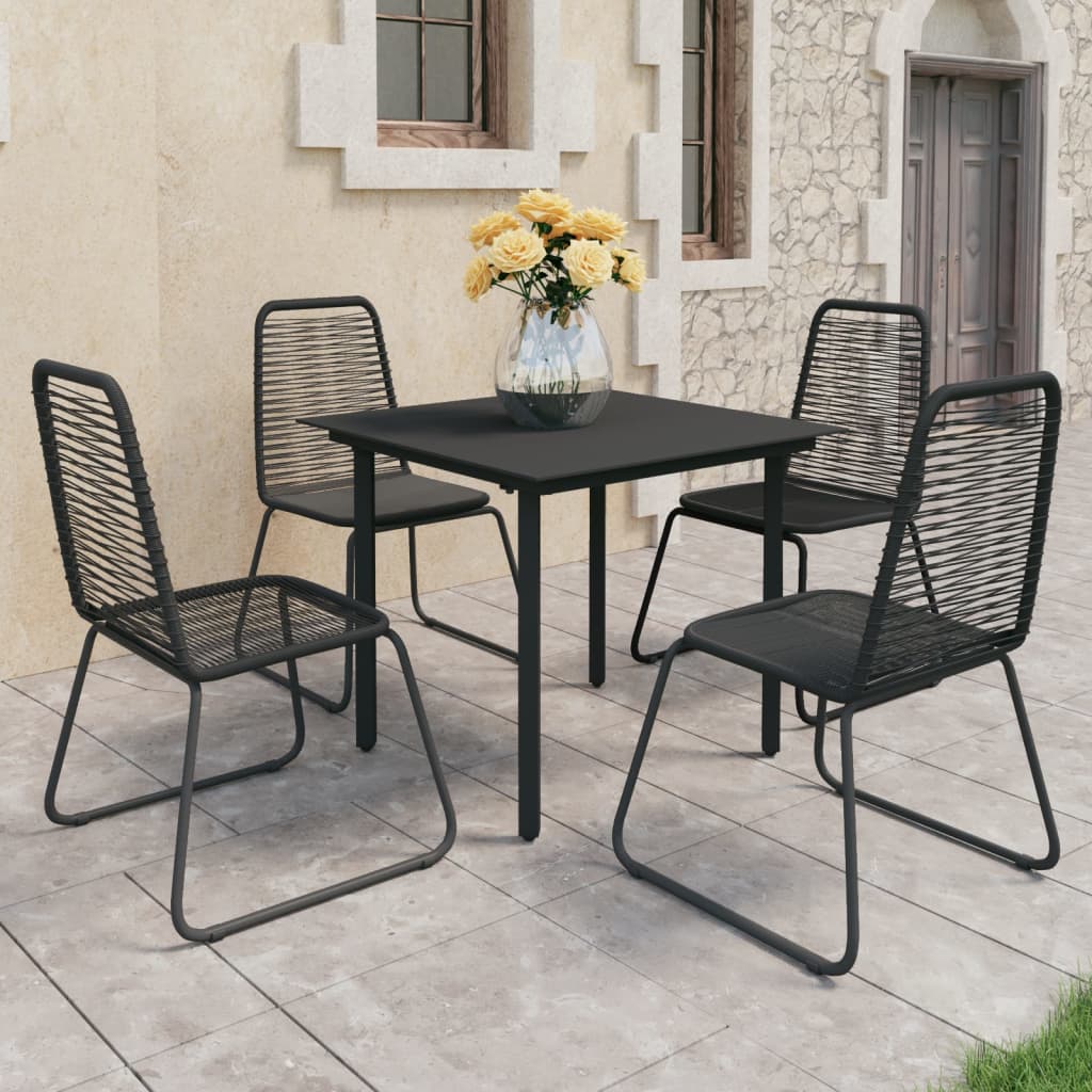 Berkfield 5 Piece Garden Dining Set PVC Rattan Black