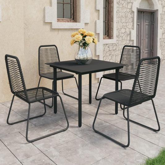 Berkfield 5 Piece Garden Dining Set PVC Rattan Black